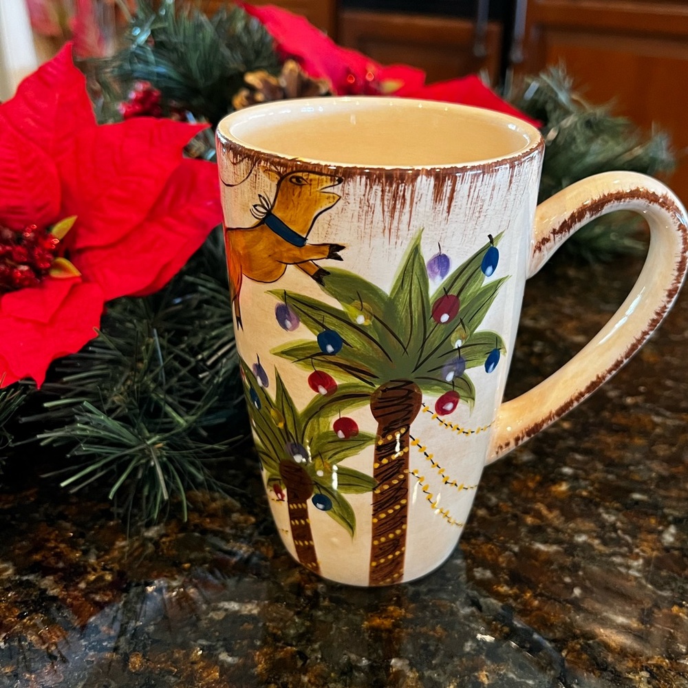 Vintage Hand Painted Tropical Lifestyles Fiji Christmas Tall Mug